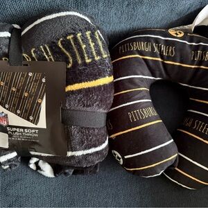 NFL Steelers Black and Gold throw and neck pillow